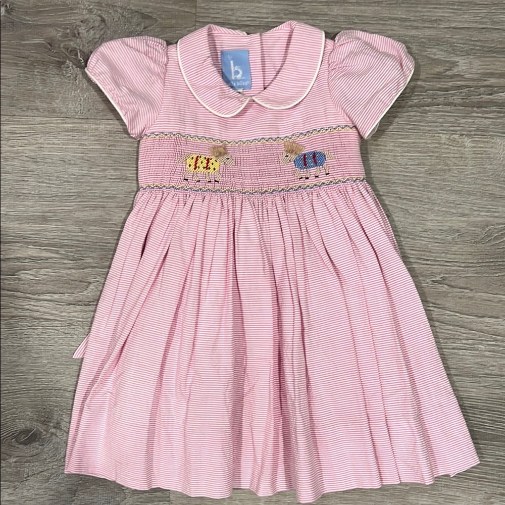 Bella Bliss pink seersucker Derby dress